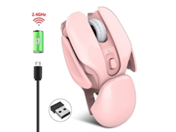 Rato Yizhood T37 Usb 2.4g Recarregável Sem Fio Do Escritório Usb1600dpi Ótico Para O Sono Do Desktop Do Portátil Rosa