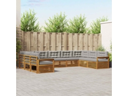 Vidaxl Conjunto De Sofás Para Exterior 9 Pcs Cinza Natural E Claro
