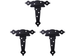 Dobradiça De Porta Ferro Preto, Conjunto 3 Peças, Dobradiças Tipo T