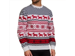 Jersey De Navidad De Cuello Redondo Manga Larga Suave Casual Moda Pull-over Para Hombre Blanco Talla S