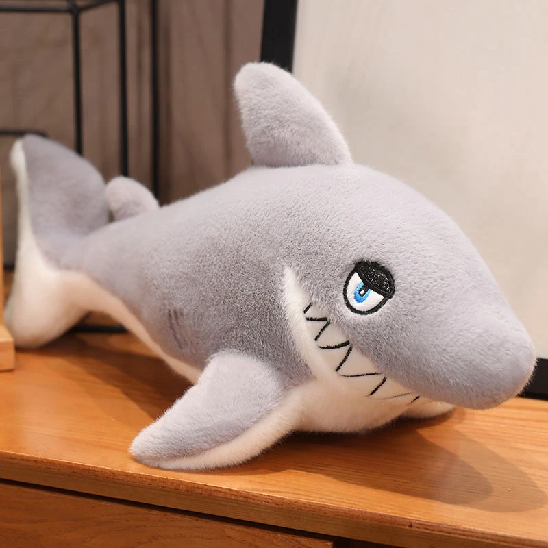 Brinquedo de Pelúcia Tubarão Anime Realista e Fofo MDUG (prateado, 60cm)