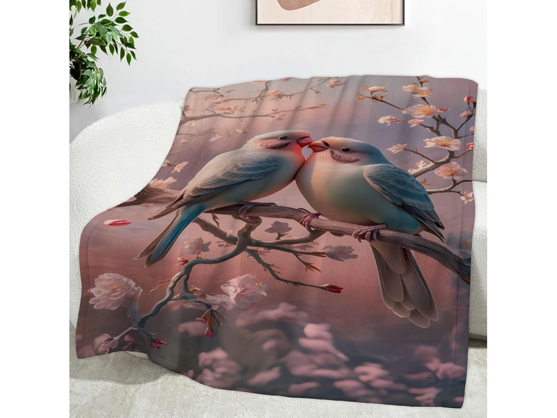 Manta para Periquito Flor de Cerejeira 130x150 Cm Flanela Multifuncional Macia e Aconchegante Cama Cobertor Co
