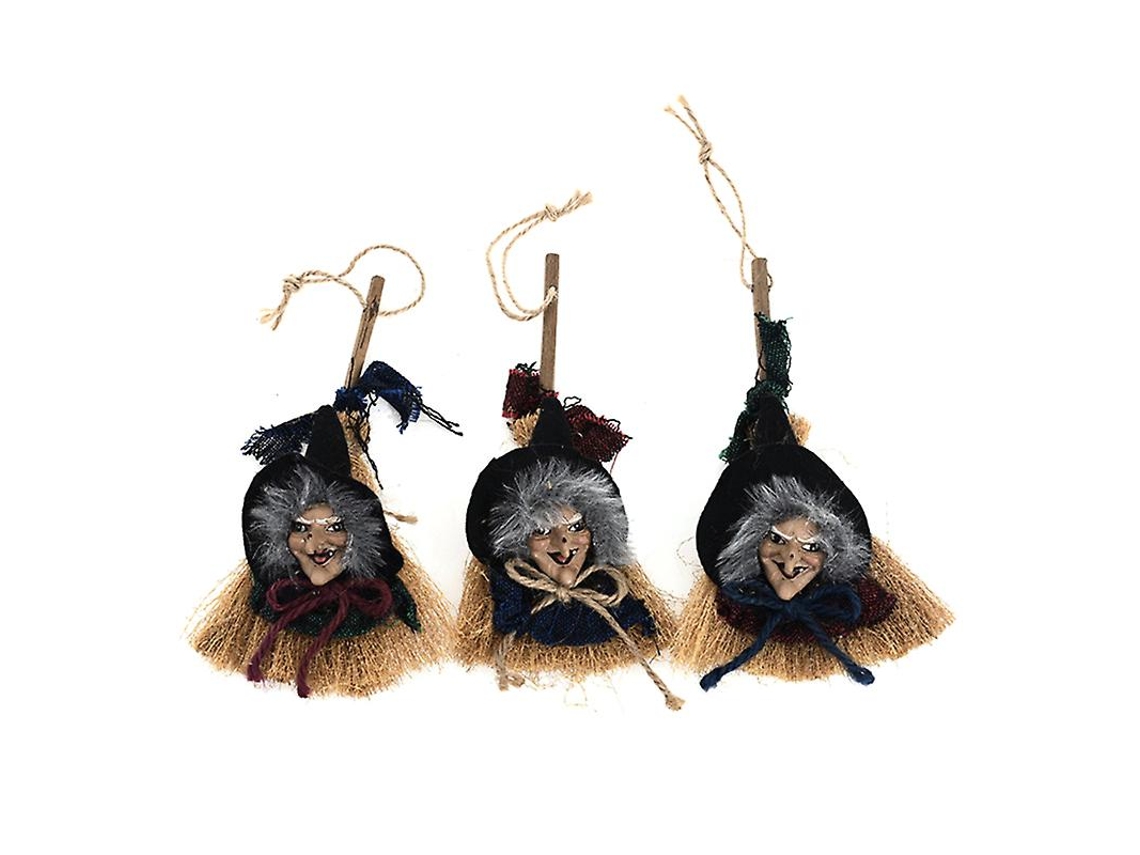 3 Unidades de Vassoura Mágica para Decorações de Halloween ALLINLESS