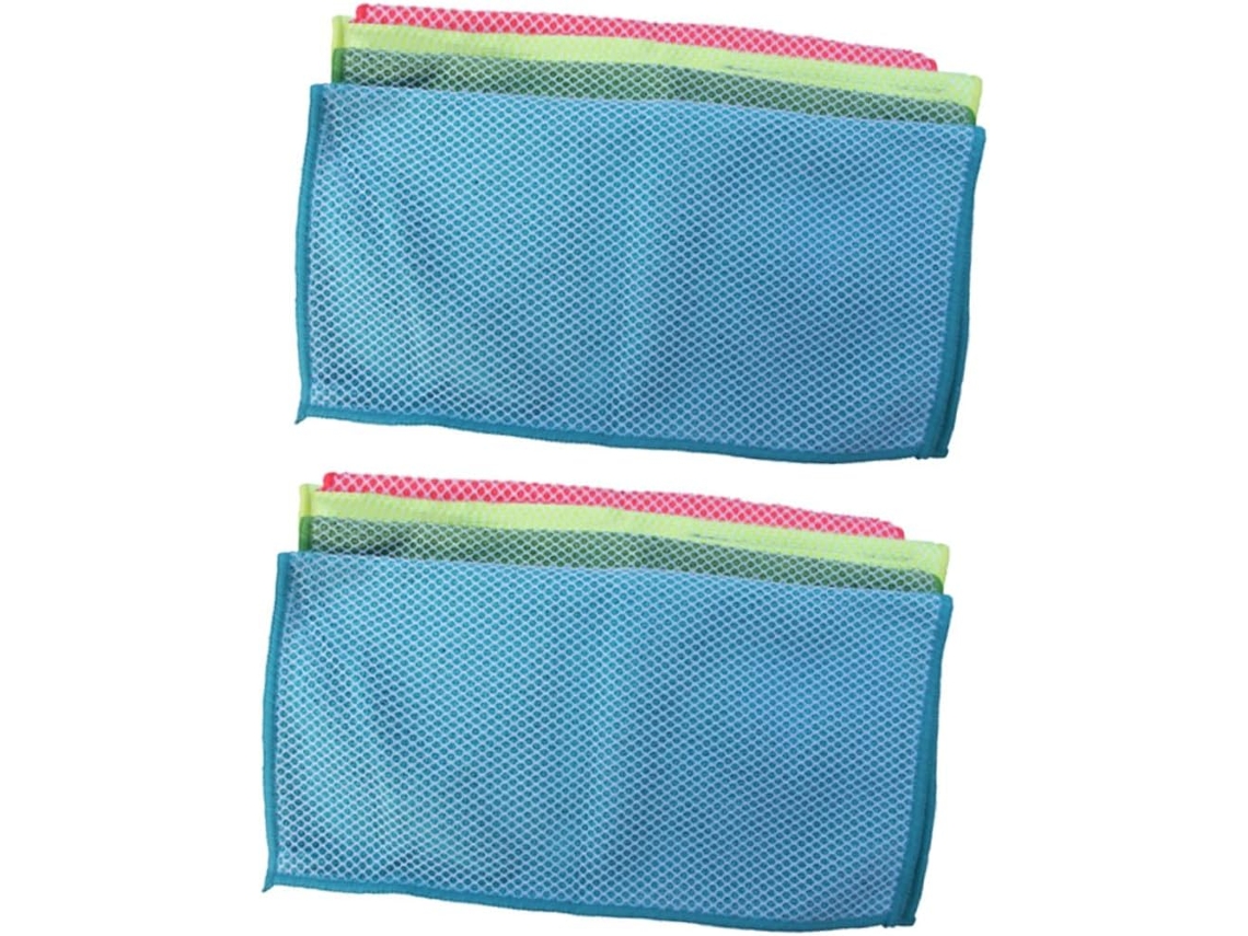 Conjunto De 8 Panos Limpeza Microfibra Superabsorventes Com Malha,