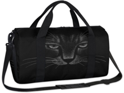 Bolsa Esportiva Preta com Estampa de Gato POLÍESTER 45x21x23 cm