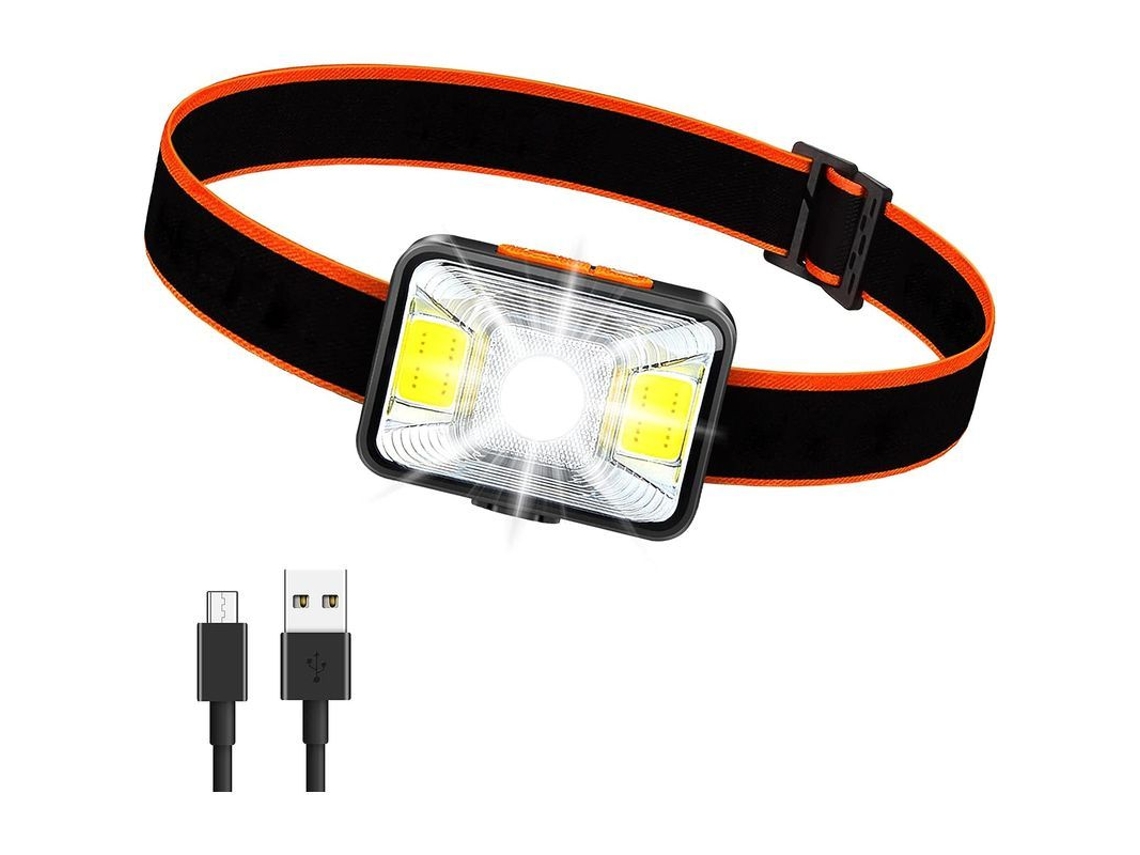 Lanterna frontal recarregável USB, 1000mAh, 1800 lumens, resistente à água, 5 modos S/MARCA