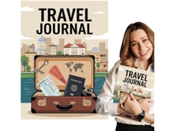 Diário De Viagem, Caderno De Feminino, Para Viajantes, Pautado Com Elástico