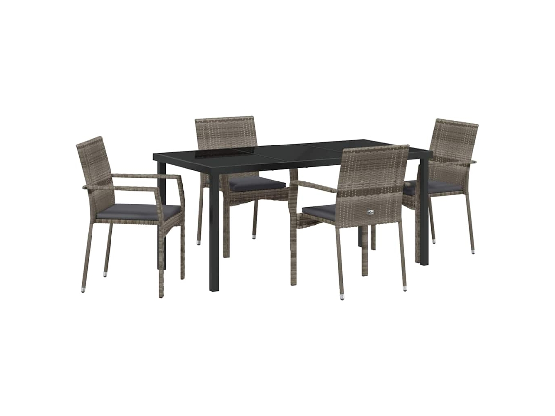 Conjunto De Cadeiras De Jardim Com Almofadas De 4 Vidaxl Cinza Vime Pe