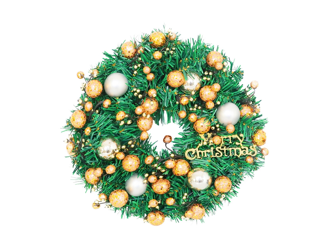 Guirlanda De Natal (guirlanda Artificial Com Bolas Douradas E Prateadas) Eoocoo