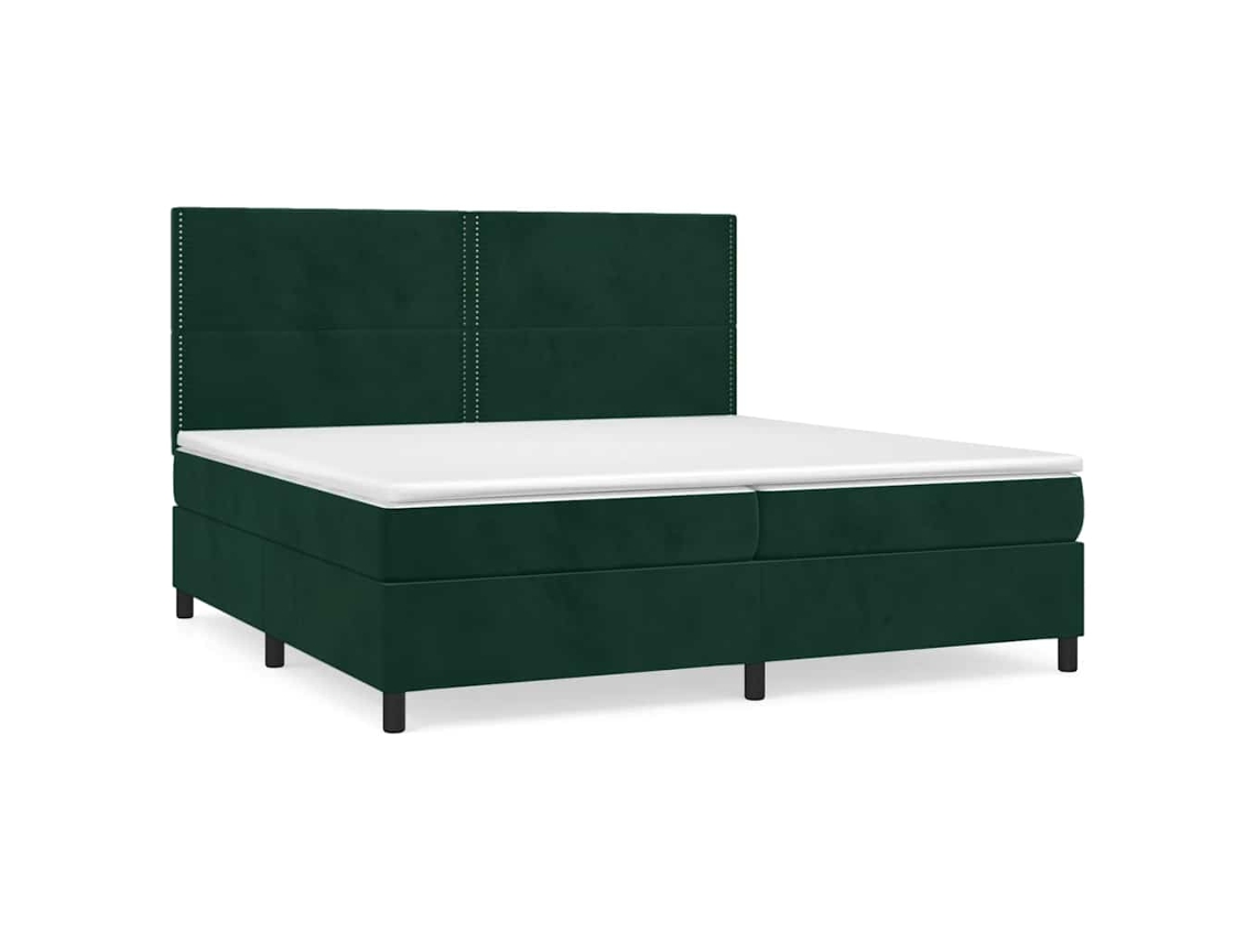 Cama com Molas/colchão 200x200 Cm Veludo Verde escuro MAISON EXCLUSIVE