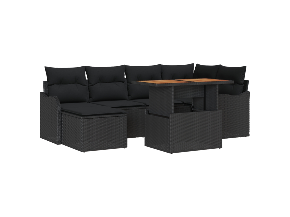 Conjunto 7 Conjunto De Jardim Vidaxl Preto Vime Pe (100 X 55 X 73 Cm)