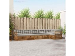 Vidaxl Conjunto De Sofás Para Exterior 6 Unid. Cinza Natural E Claro