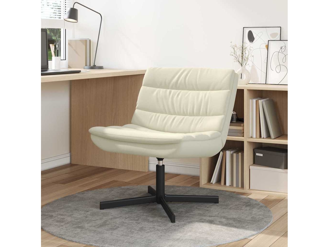 Vidaxl Cadeira Giratória Creme 63 X 75 X 76 Cm Couro Sintético