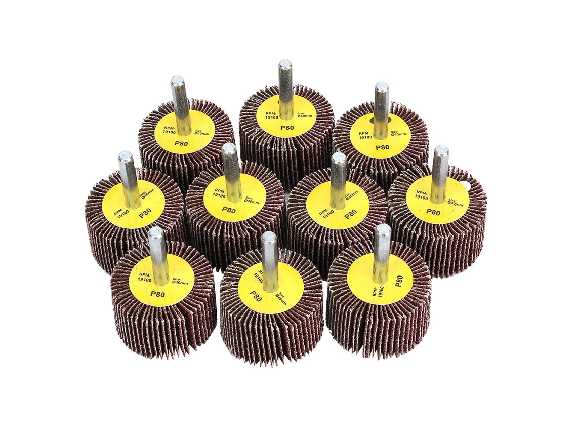 10 Peças De Roda De Lixa Abrasiva Para Polimento E Esmerilagem Com Cabo De 6mm 40x25x6mm