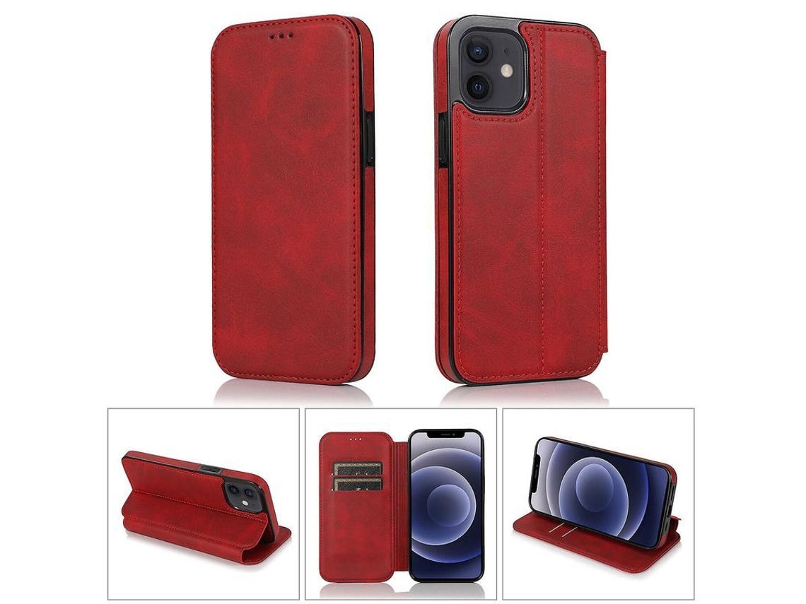 2026 capa de Couro Carteira Flip para Iphone 12 Mini com Slots de Cartão e Função de Suporte