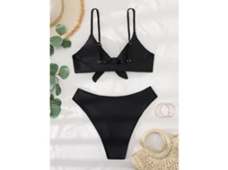 Biquíni de Cor Solida Preto S para Mulher Elegante