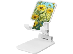 Suporte Dobrável Para Celular Com Estampa De Mosaico Girassóis Amarelos Altura E Ângulo Ajustáveis Compatível Todos Os