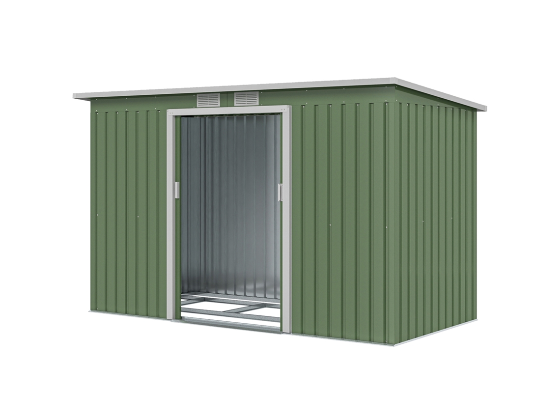 Galpão de Jardim 280x130x172 Cm, com portas deslizantes, saídas de ar, verde claro | S/MARCA