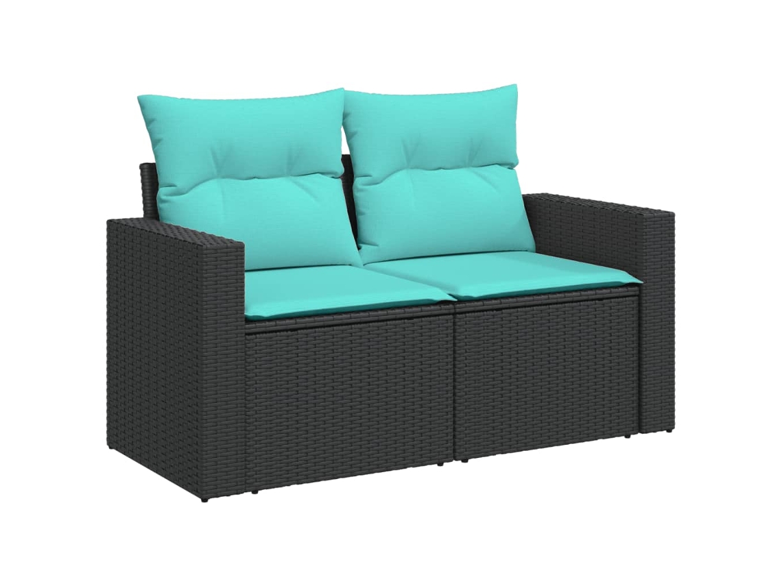 Maison Exclusive - 7 Pcs Conjunto De Sofás P/ Jardim C/ Almofadões Vime Pe Preto