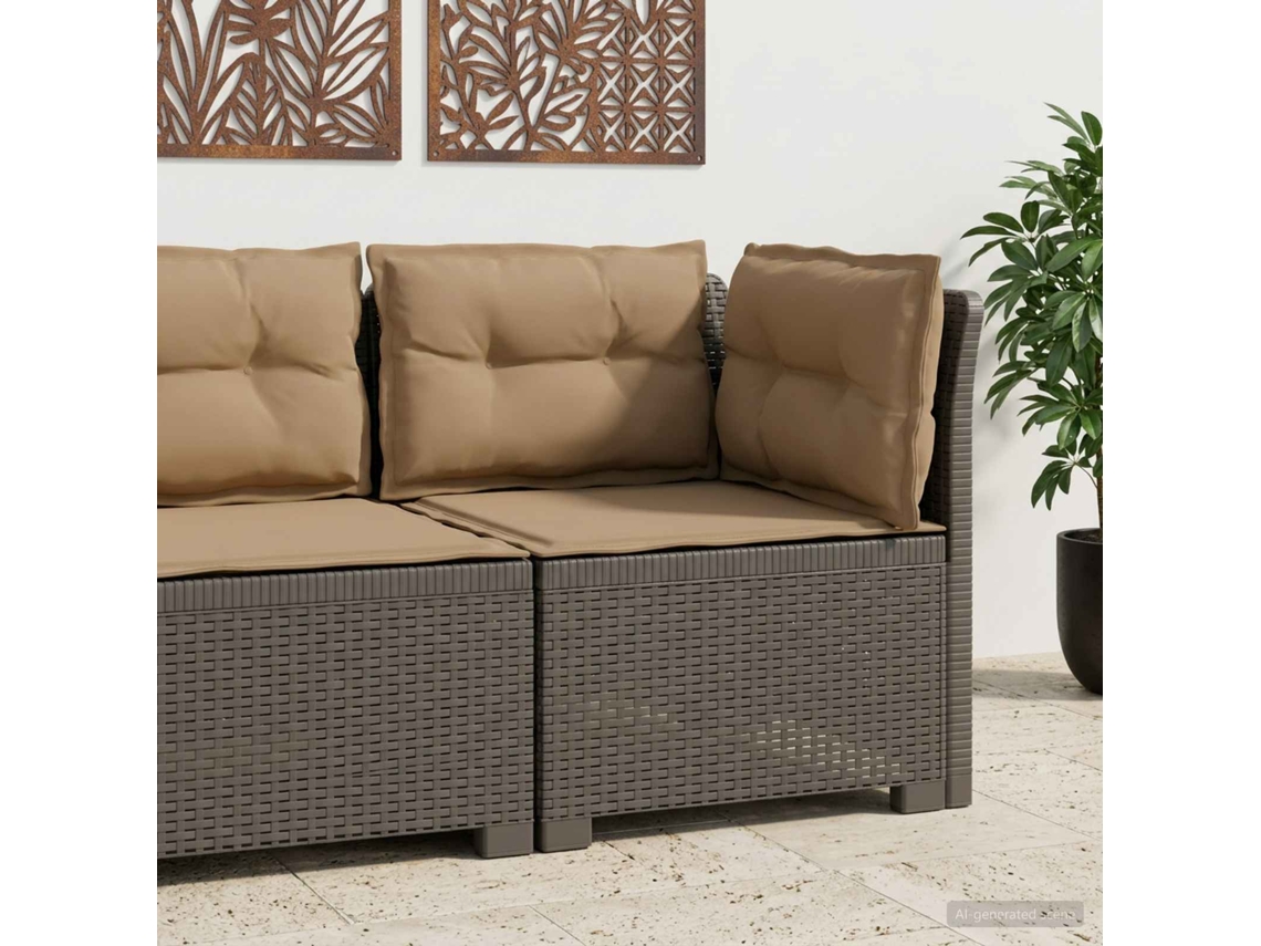Vidaxl Sofá De Jardim 1 Lugar Com Almofadas Look Rattan Pp