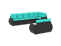 Conjunto de Sofá de Jardim, 9 Peças, Almofadas, Rattan Marrom MAISON EXCLUSIVE