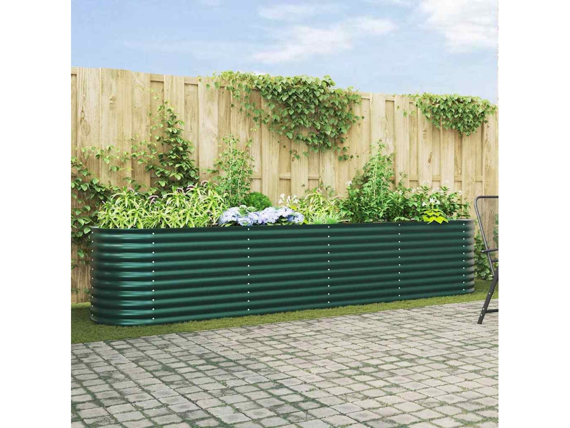 Vidaxl Cama Elevada Verde 400 X 80 X 81 Cm Aço