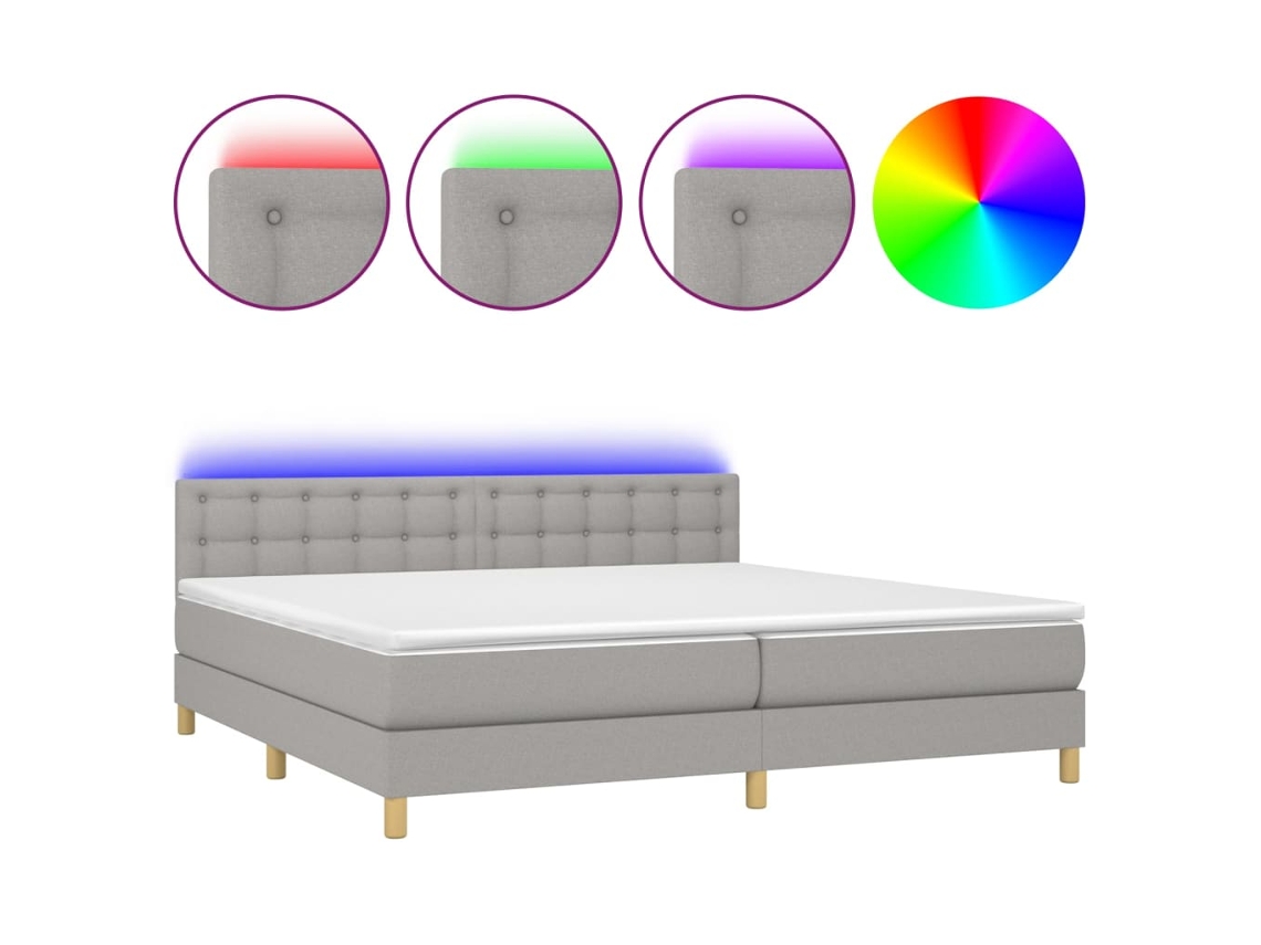 Box Spring Bed, Box Spring Beds Vidaxl Cinzeto Tecido (200 X 200 Cm)