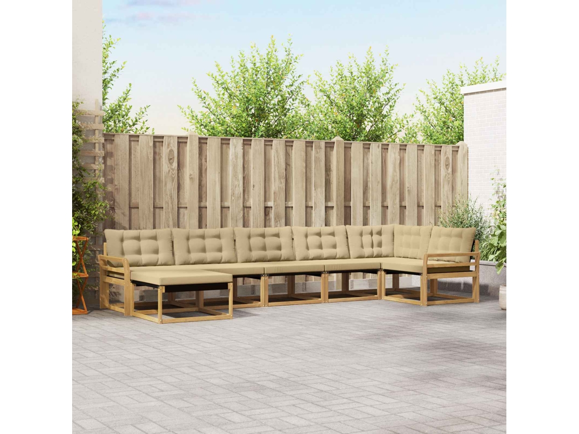 Vidaxl Conjunto De Sofás Para Exterior 7 Unid. Branco E Bege