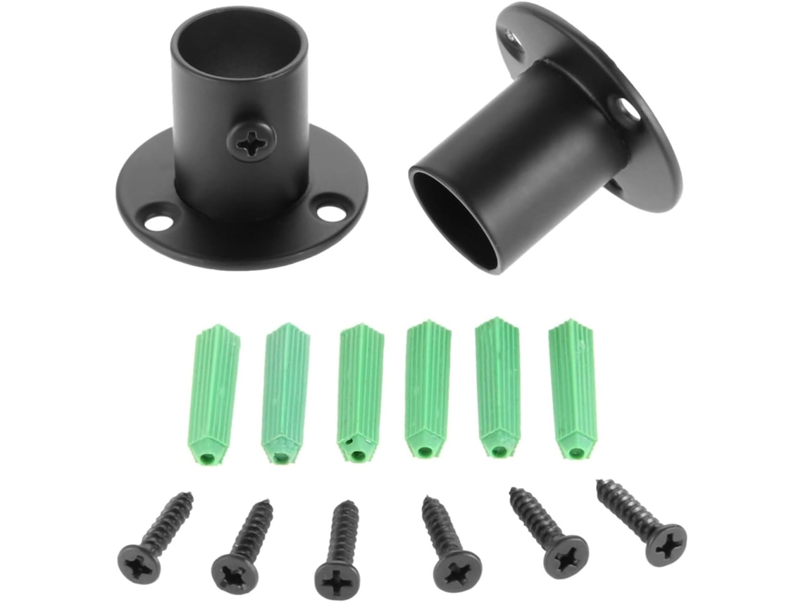 Conjunto de 2 suportes de flange para diversos guarda-roupas de aço inoxidável com diâmetro de 19, 22, 25 e 32 mm, para pendurar roupas.