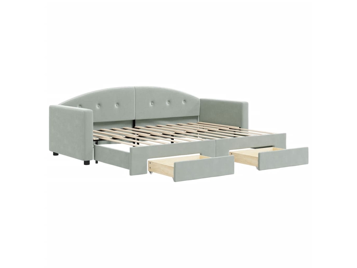 Sofá cama com Gavetão e Gavetas 80x200 Cm Veludo Cinzento claro MAISON EXCLUSIVE