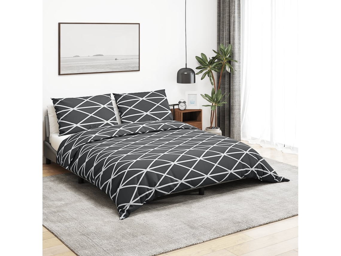 Vidaxl Conjunto De Capa De Edredão 200x200 Cm Algodão Cinza