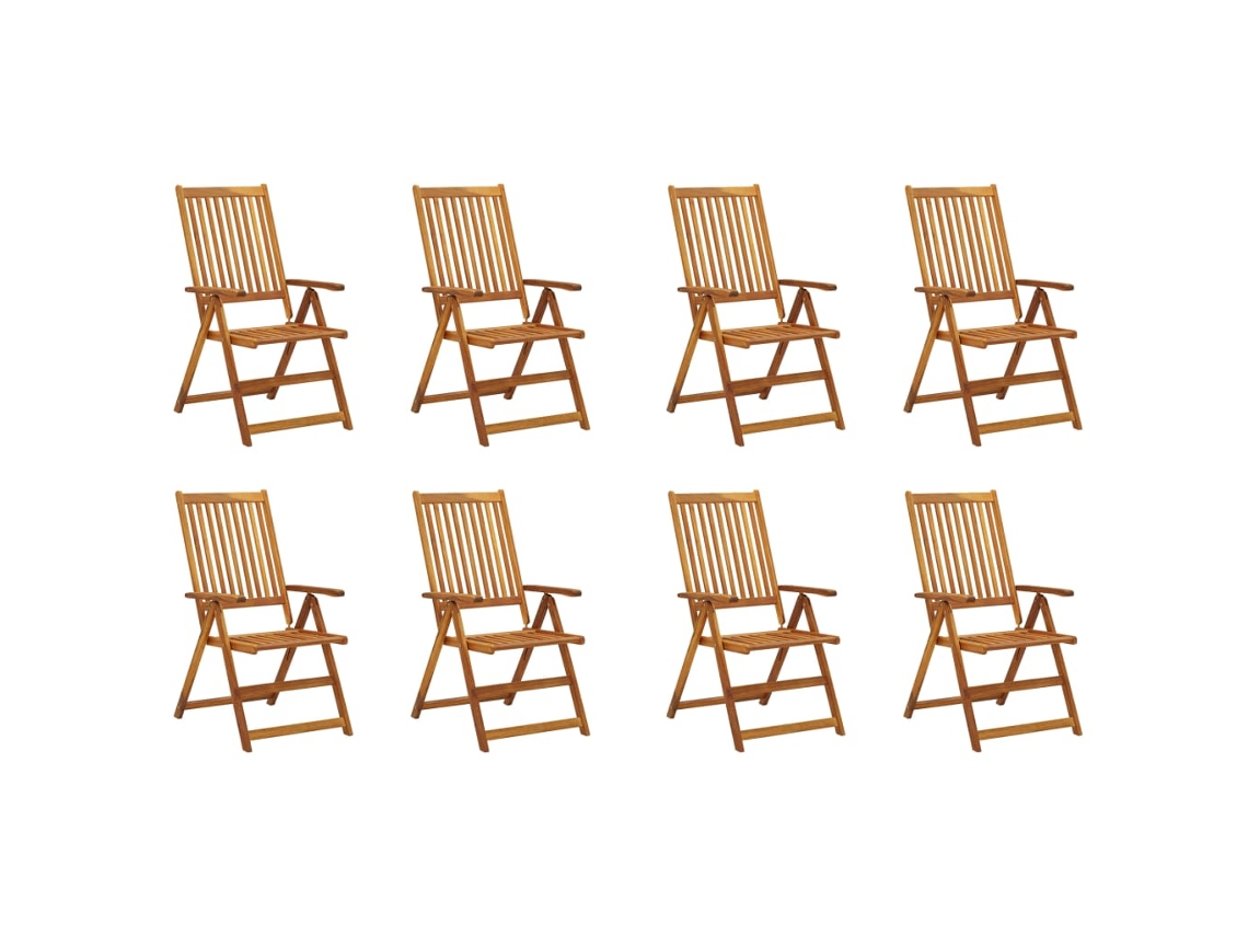 Maison Exclusive - Cadeiras De Jardim Dobráveis C/ Almofadões 8 Pcs Acácia Maciça
