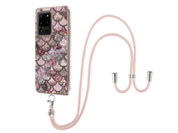 Capa De Tpu Imd Com Padrão Eletrogalvanizado E Resistente A Impactos Para Samsung Galaxy S20 Ultra, Com Cordão Para Pescoço.
