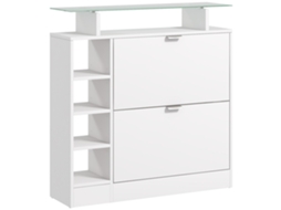 Sapateira Com Gavetas Basculantes, Prateleiras Ajustáveis E Abertas Para 12 Pares De 89x25x92 Cm, Branca