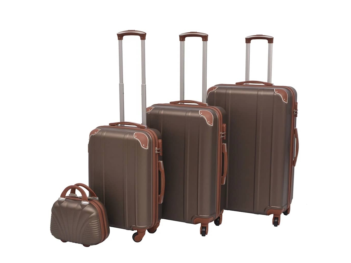 Vidaxl Conjunto De Tróleis Em Estojo Rígido 4 Pcs Cor Café