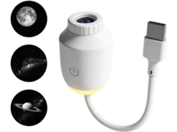 Projetor de luz noturna com alimentação USB e LED.