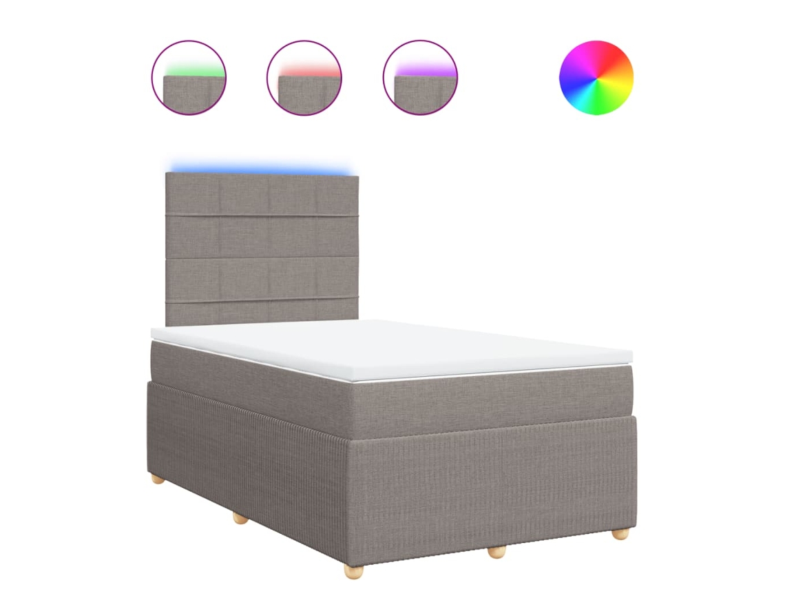 Box Spring Bed, Box Spring Beds Vidaxl Cinzento-acastanhado Tecido (120 X 190 Cm)