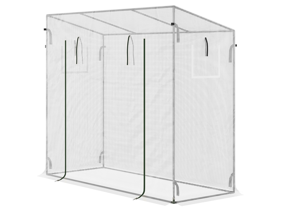 Estufa De Branco Jardim Pequena Exterior Com Janelas E Estrutura Aço Cultivo 200x76x168 Cm