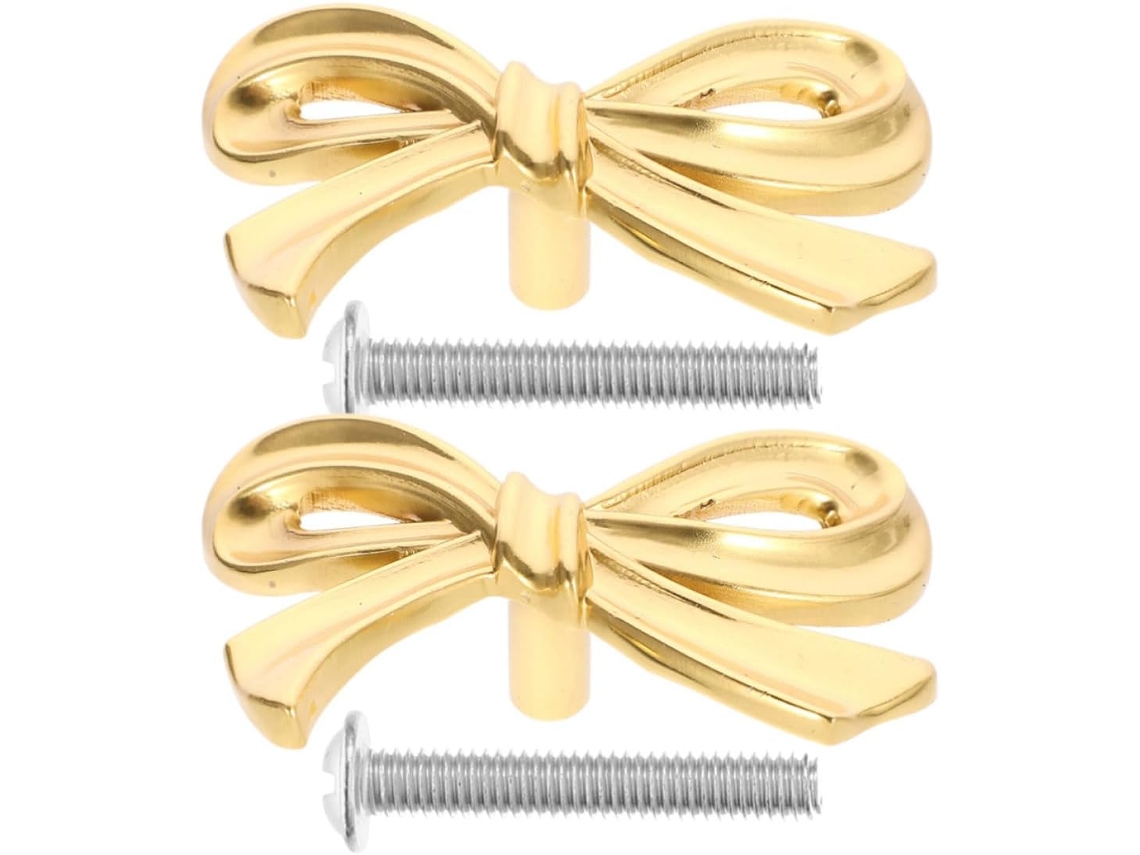 Nuobesty Puxadores De Gaveta Fáceis Instalar E Versáteis, Design Em Arco, Conjunto De 2 Peças, Latão Dourado, Para