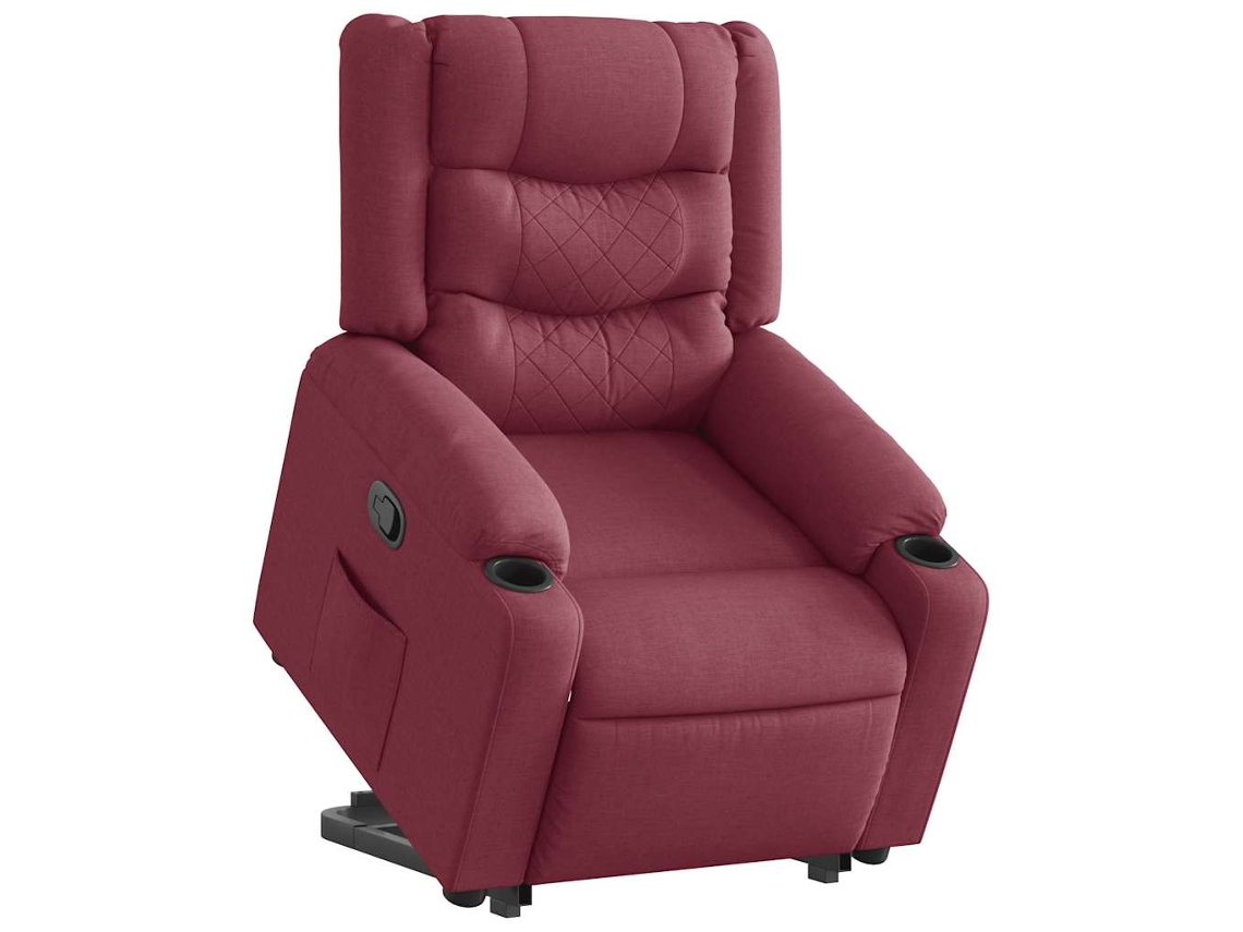 Vidaxl Poltrona Reclinável Elevatória Tecido Vermelho Tinto