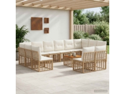 Vidaxl Conjunto De Sofás Para Exterior 13 Pcs Natural E Branco Creme