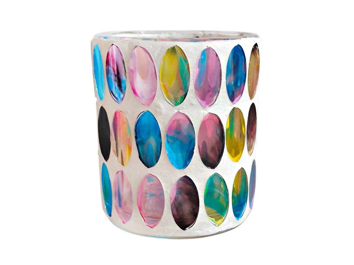 Vela de Vidro com Mosaico Circular, 8,5x7,5cm LAXISCREED