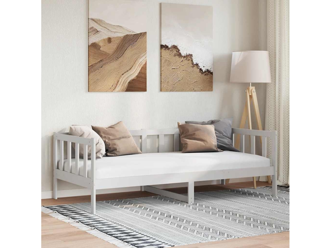 Vidaxl Sofá cama 90x200 Cm Madeira de Pinho Maciça Branco