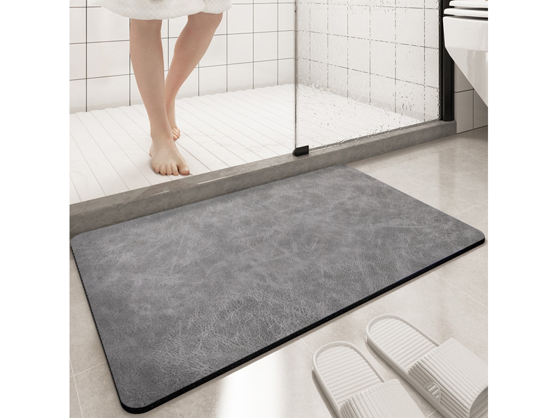 Tapetes de Banho Antiderrapantes Absorventes de Secagem Rápida para Decoração de Banheiro Cinza de Chumbo EVELTEK 50x80CM