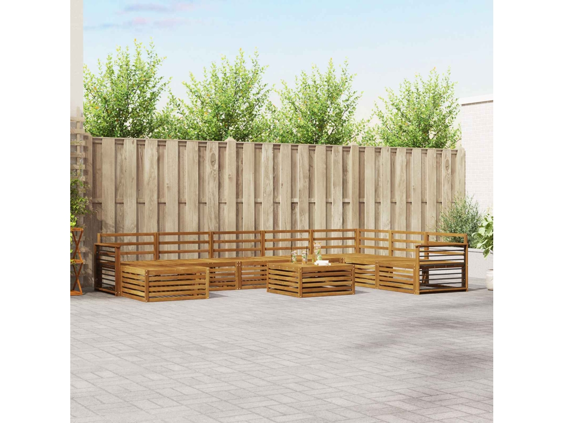 Vidaxl Conjunto De Sofás Para Exterior 9 Unid. Natural
