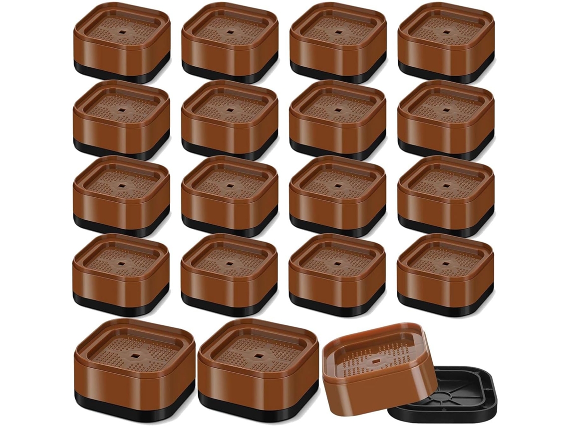 Elevadores De Cama Ajustáveis Para Móveis, 16 Peças, Plástico Marrom E Preto, 3, 5cm 1, 38 Polegadas, Empilháveis