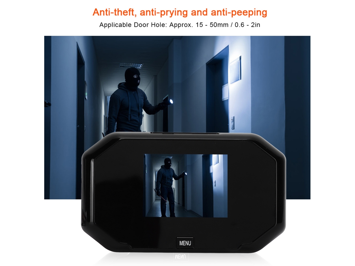 Campainha Eletrônica Inteligente Com Olho Mágico De 3 Polegadas, 720p (gravação De Fotos E Vídeos, Cobertura Automática Em Loop)
