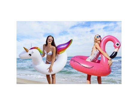 Bouée Licorne Gonflável Gigante Jogo Aquático 120 X 90 Cm E Bouée Flamingo Rosa Phonillico®
