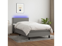 Vidaxl Cama Box Spring C/ Colchão e Led 80x200 Cm Tecido Cinza escuro