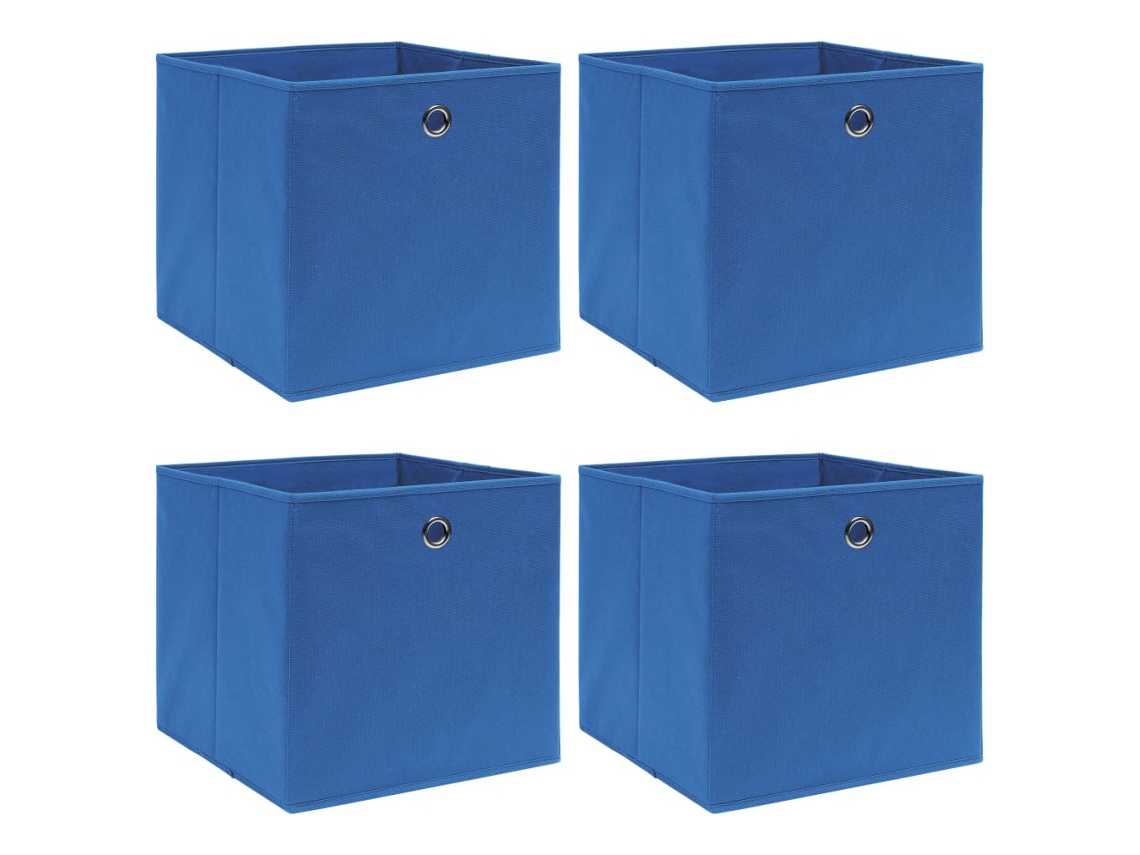 Vidaxl Caixas De Arrumação 4 Pcs 32x32x32 Cm Tecido Azul
